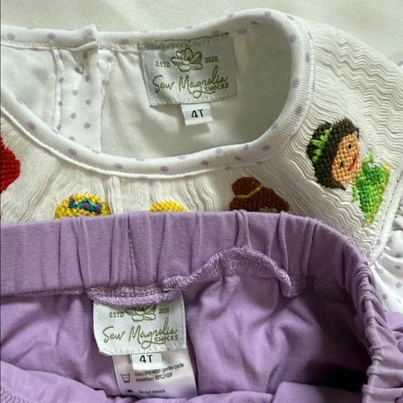 Kids Princess Embroidered White and Purple Matching Set - Picture 2 of 2